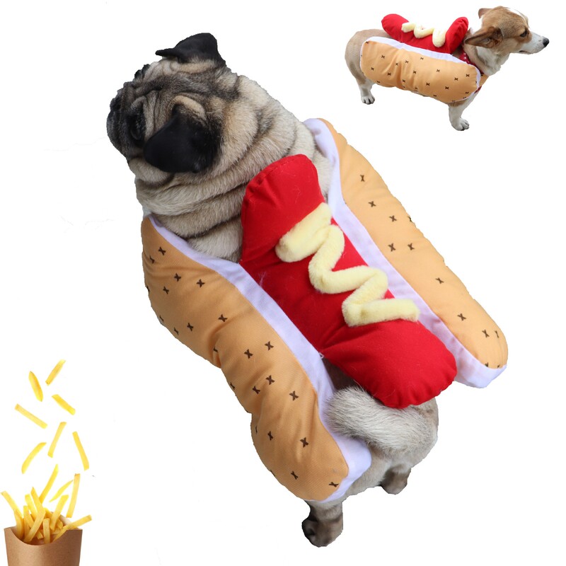 Christmas Hot Dog Burger Pet Funny Transformation Costume Clothing for Cats and Small to Medium-Sized Dogs