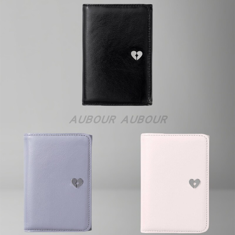 Korean Fennec Classic Heart-Shaped Zipper Coin Purse Vertical Style Simple 70% off Fold Multi-Card Slot Genuine Leather Clutch Card Holder