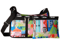 LeSportsacEveryday Black Totem Flower Zipper Shoulder Slip Bag with Chain Shipping Wallet Spot