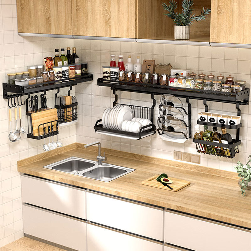 Stainless steel kitchen flavor shelf wall mounted knife frame asphalt bowl sauce vinegar seasoning hanger