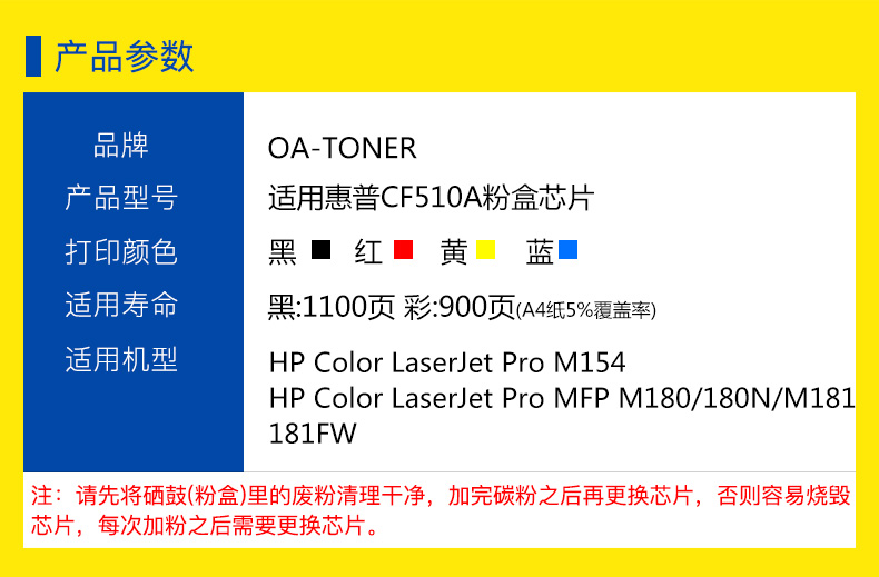 Đối với chip mực in CF510A HP M154a / nw Máy ​​in laser màu M180n M181fw, chip đếm mực 204A Color LaserJet Pro - Phụ kiện máy in inh kiện máy in giá rẻ