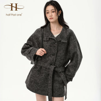 HPO-Half Psst One原创设计秋冬新款羊毛呢外套大衣中长款高级感