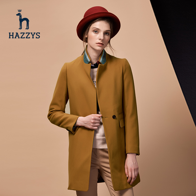 Hazzys Haggis mới mùa thu / mùa đông thời trang tiếng Anh áo khoác mùa đông lông chính thức trong quần áo phụ nữ dài của