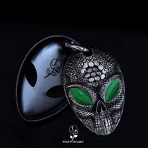 Nightsong Studio 925 Pure Silver Original Design Handmade Sci-fi Style Alien Double Layer Pendant Inlay Silver Jewelry