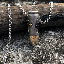 Nighttime Studio 925 Silver Handcrafted Dark Gothic Cross Skull Bullet Necklace Pendant Ornament Pendant