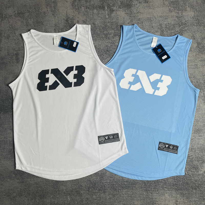 Summer 3X3 Sports Vest Men's Breathable Loose Training Basketball Sleeveless T-Shirt Quick-Drying Waistcoat Short-Sleeved Top American Style
