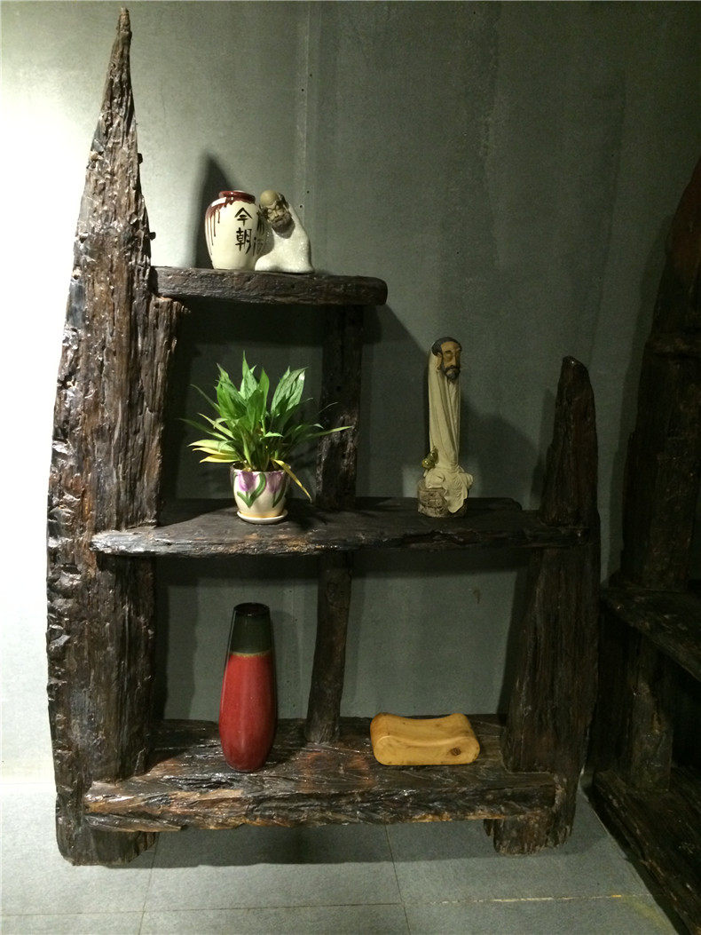 Old boat bo - shelf cut solid wood Chinese treasure boat furniture ancient games display Dobao cabinet