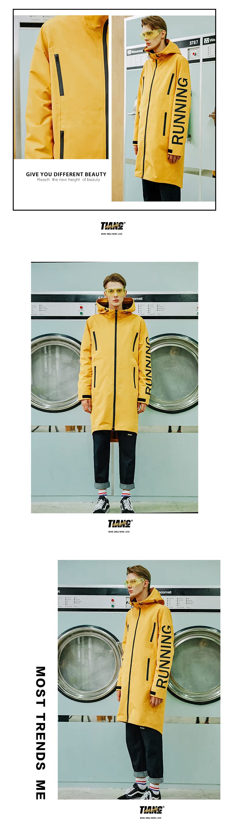 [TIANC Brand Chen He] Áo khoác đi lại thành phố Thể thao ngoài trời Áo gió chống thấm nước # áo gió đồng phục