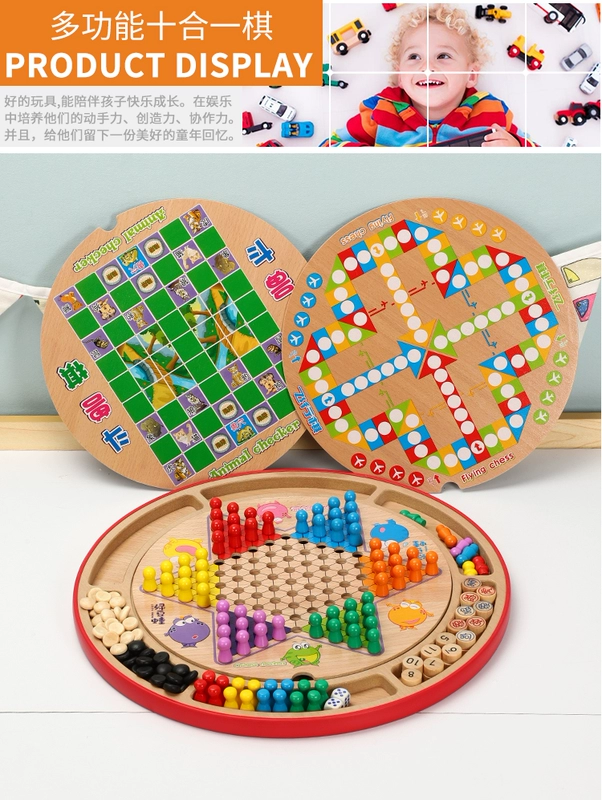 10-in cờ trẻ Sidel trò chơi hội đồng chuyến bay cờ Jungle cờ backgammon đồ chơi bằng gỗ cho trẻ em 23-one