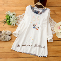 Maternity dress autumn top 2021 long round neck T-shirt Korean version loose pregnancy period spring and autumn maternity shirt autumn