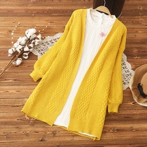 Pregnant women autumn new Korean version of fashion in the long knitted cardigan suit core yarn autumn coat jacket two-piece set