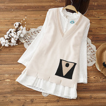 Autumn new short bottom pregnant woman vest Korean version of fashion autumn two-piece cotton knitted top vest autumn