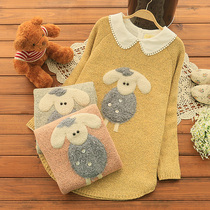 Maternity clothes Autumn and winter clothes Medium long sweater Cute lamb autumn and winter suit sweater Korean version loose round neck top