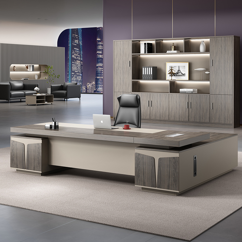 Bilateral cabinet boss desk simple modern president desk manager supervisor computer table and chair combination single large class