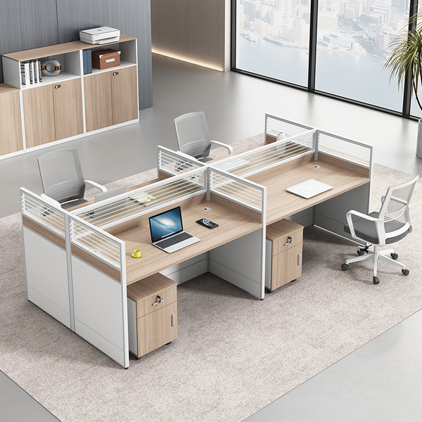 Office Desk Minimalist Modern Staff Table Four-Seat Computer Table and Chair Combination 2/4/6 People Screen Table Partition Card Position