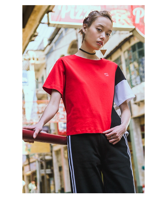 Anta của phụ nữ ngắn tay t-shirt 2018 mùa hè màu sắc mới tương phản khâu thời trang chính thức đích thực mặc giản dị thể thao