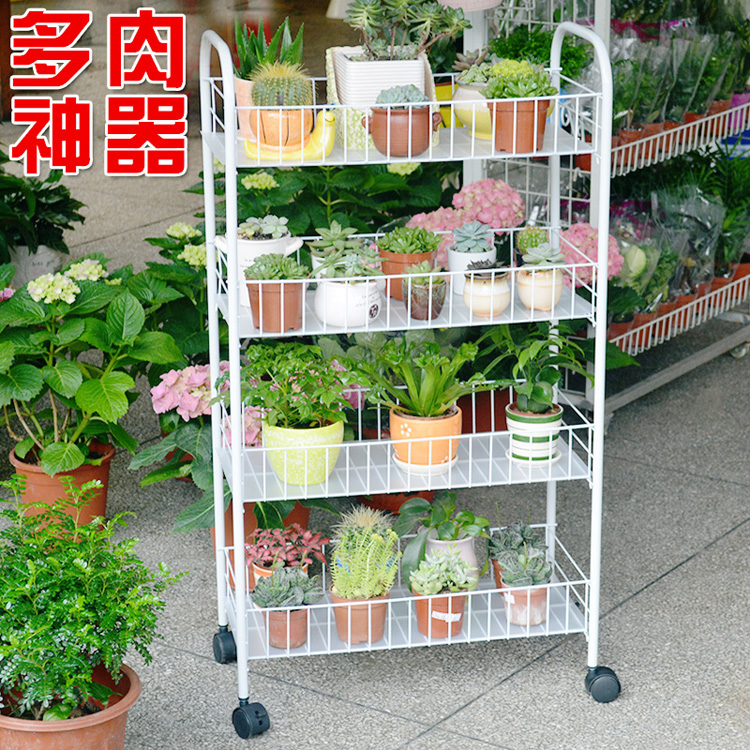 Cây hoa mọng nước đơn giản sàn phòng khách nhiều lớp di chuyển bằng sắt rèn cây hoa đứng ban công chậu hoa giá kệ - Kệ ke sach