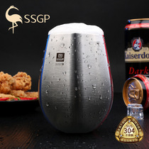 Thickened 304 Stainless Steel Beer Cups Monolayer Big Cold Drinks Juice Cups Home with Handcup Children anti-fall cup