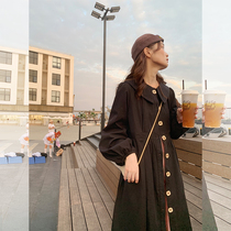 Windbreaker female Korean version of loose student 2020 Spring and Autumn new small man pleated college style retro doll collar coat