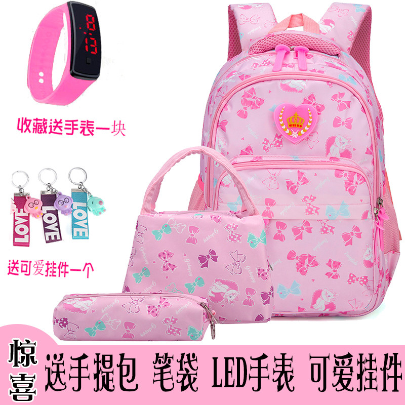 School Bag Elementary School Student 1-3-4-6 Grade Girl Campus Princess Light Double Shoulder Bag Large Capacity Minima Travel Bag 5