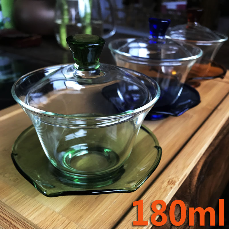 Glass cover bowl heat resistant thickened 3-only cover bowl Gongfu tea with high boron silicon glass tea maker-Taobao