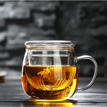 Ximan heat-resistant glass teacup transparent band with lid filter tea cup office Cup High Borosilicate glass tea cup