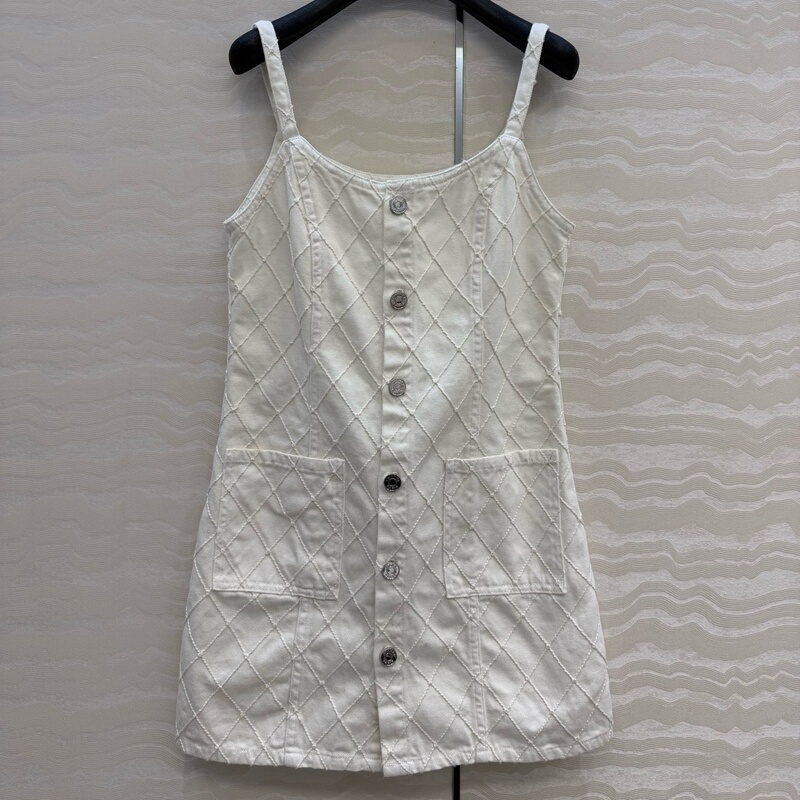 Shenzhen Nanyou Heavy Industry Embroidered Diamond Pattern Thread Embroidery Organic Pure Cotton Denim Double Pocket Waist-Cinching Bodycon Strap Dress