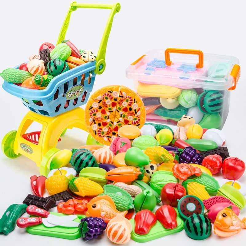 Children dress Home Wine Cuts Fruit Toys for men and women Chescheroy Kitchen Vegetables Children Cut to see Puzzle Suit