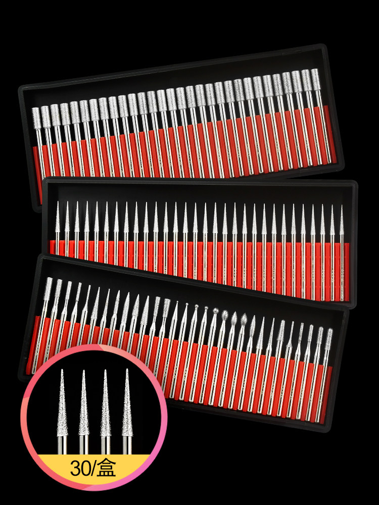 Diamond Grinding Head Alloy Grinding Head Jade Diamond Sand Grinding Head 3mm Rod Engraving Head Grinding Needle Diamond Set