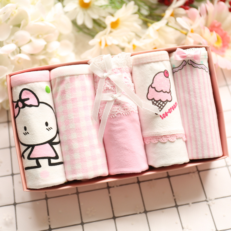 10 tuổi 15-17 cotton cô gái đồ lót dễ thương cotton lớn trẻ em tóm tắt lily của thung lũng tuyết mùa xuân 5 hộp quà quần lót chữ c