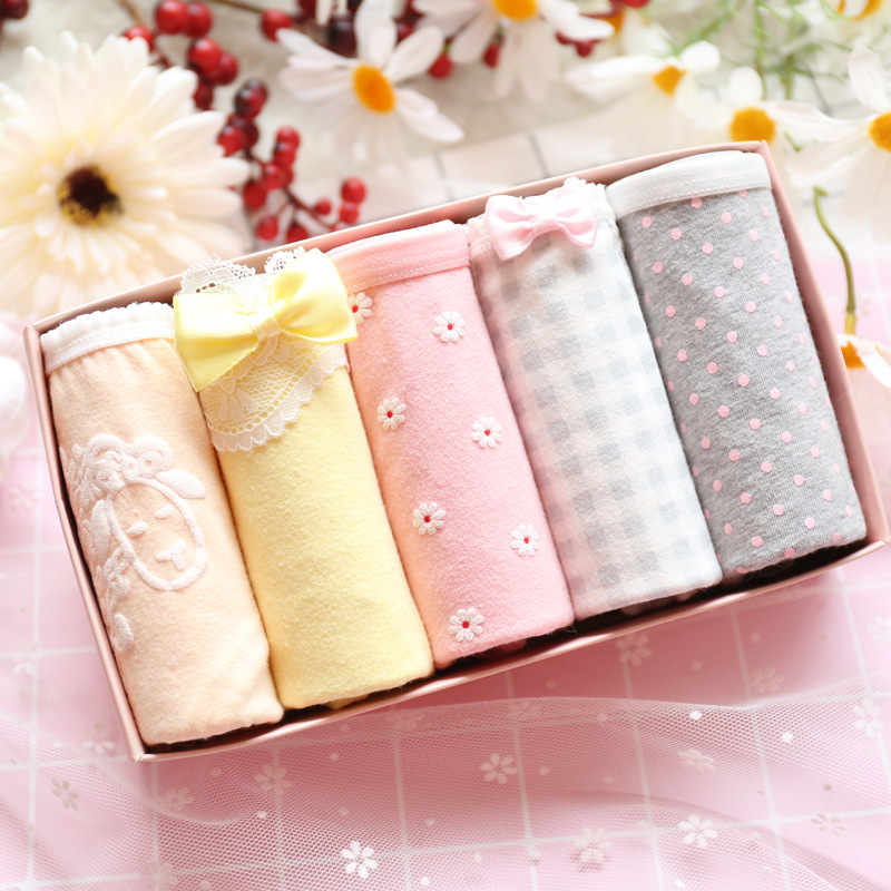 10 tuổi 15-17 cotton cô gái đồ lót dễ thương cotton lớn trẻ em tóm tắt lily của thung lũng tuyết mùa xuân 5 hộp quà quần lót chữ c