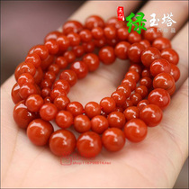 Pure natural South red Manau large Liangshan 9-mouth persimmon red pure color tower chain sweater chain necklace collection grade