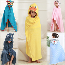 Childrens bath towel Cloak with cap can be worn can be wrapped than pure cotton water absorption speed dry cleaning bath towel material Baby bathrobe Baby