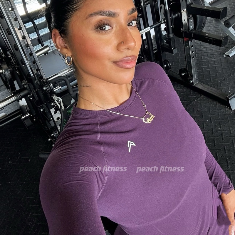 Oneractive Fitness Long-Sleeved Tight-Fitting T-Shirt Go to Seamless Knitted Sports Moisture-Wicking Thin Sports Top