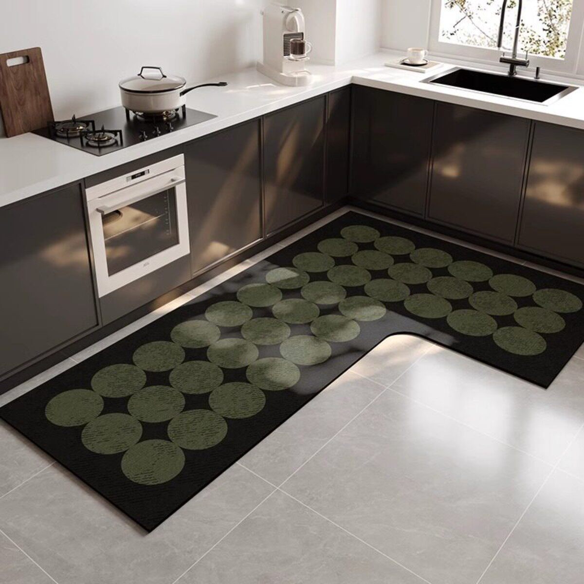 2026 new light luxury and high-end kitchen floor mats are water-absorbent, oil-absorbent, non-slip and dirt-resistant floor mats, and can be scrubbed for L-shaped carpets.