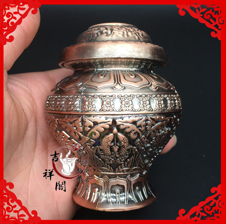 Buddhist supplies Tibetan gilded alloy eight auspicious treasure vase wealth is lush A treasure vase net bottle small red copper color