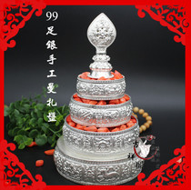 Seiko sterling silver manza plate Nepalese craft 999 pure silver semi-handmade manza plate repair plate 10cm