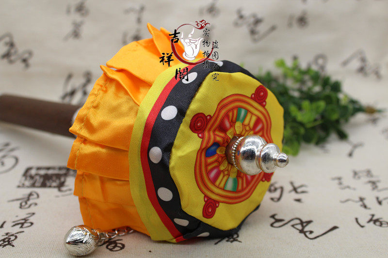 Молитвенный барабан 5件包邮佛教用品亚青手摇转经轮伞盖防尘罩 迷你裙边宝伞宝幢