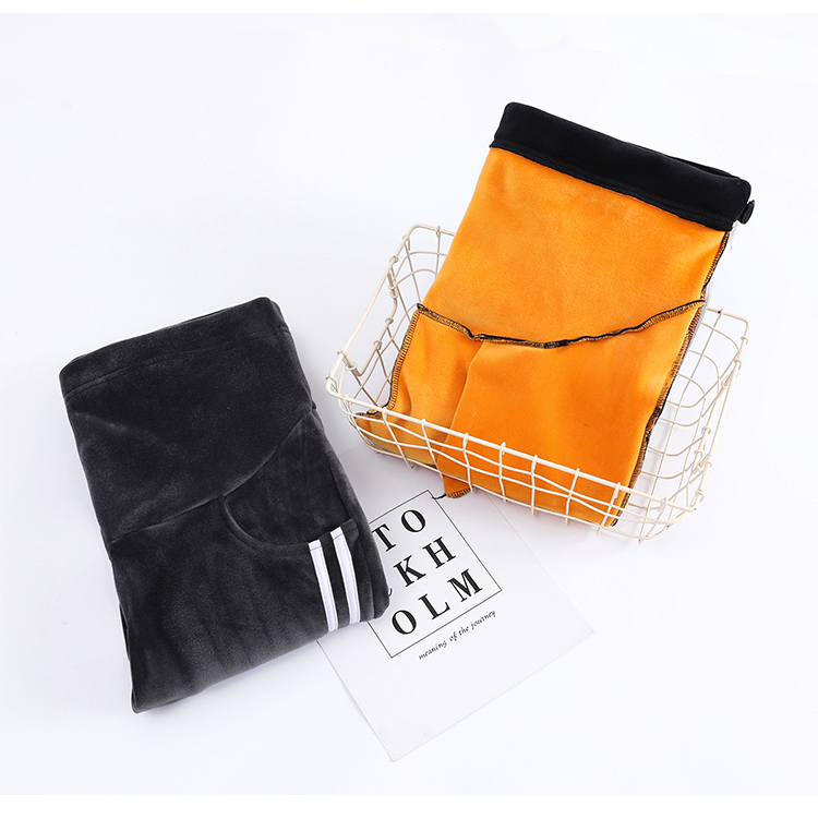Quần bà bầu mặc mùa thu và mùa đông Quần nhung đôi cho bà bầu Quần legging vàng nhung dày ấm áp nâng bụng ngoài quần quần áo bầu