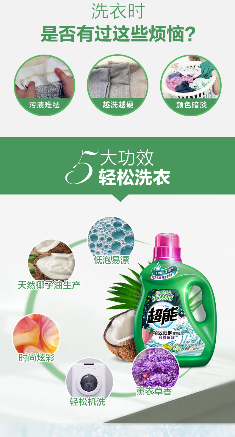 超能 植翠低泡洗衣液 26斤 图3