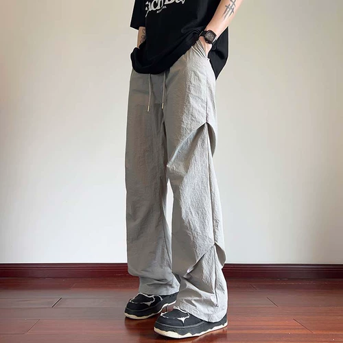 Шелковые летние тонкие штаны, парашютист для отдыха, свободный прямой крой