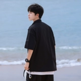 Шелковая быстросохнущая летняя тонкая футболка polo с молнией, на молнии, короткий рукав, оверсайз