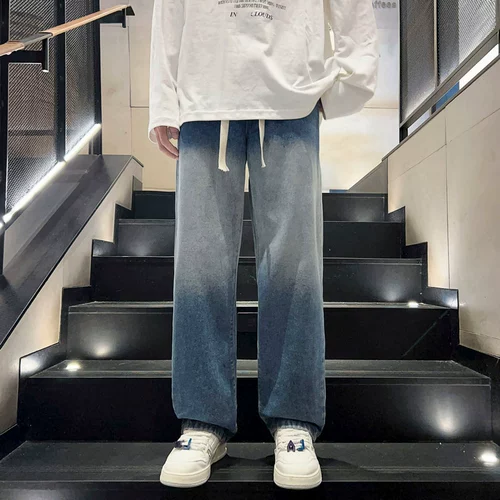 Летние тонкие джинсы, штаны, в американском стиле, свободный прямой крой