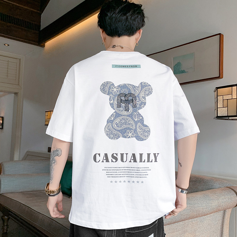 Short sleeve T-shirt for men Summer thin Tide Cards 2022 New lovers Pure cotton Heavy Loose Icing half sleeve T-shirt