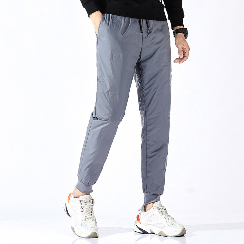 Down Pants Men Winter 2023 New Tide Signs Thickened Warm Duck Suede Sports Pants Loose bunches Casual Long Pants-Taobao