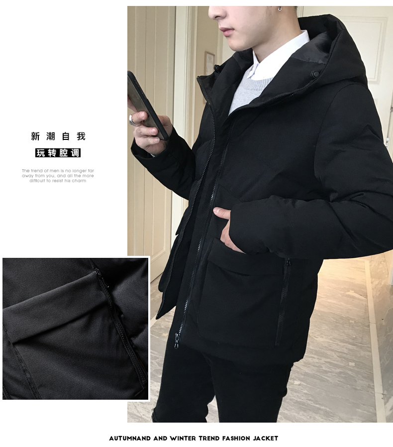 Của nam giới áo khoác mùa đông xu hướng mới Hàn Quốc phiên bản của đoạn ngắn đẹp trai mùa thu và mùa đông nam xuống áo khoác bông áo khoác bông áo