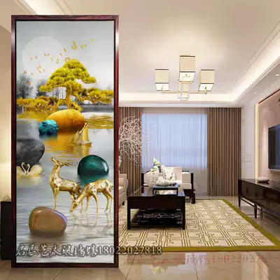 New Chinese tempered art glass screen partition wall entrance living room bedroom shelter home decoration light luxury