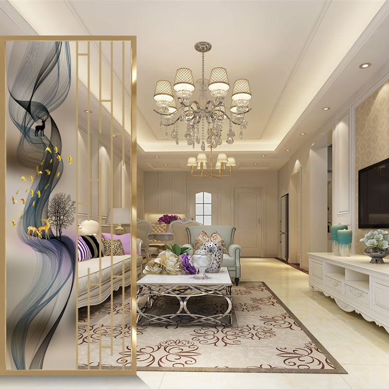 Modern minimalist forest golden deer glass screen living room compartment entry porch bedroom decoration home shielding customization