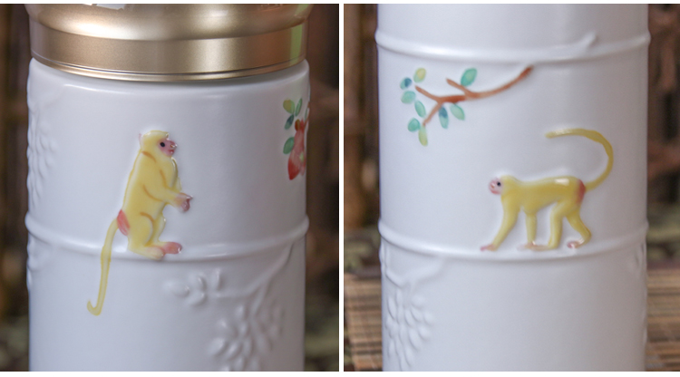 Dry Tang Xuan live monkey cup coloured drawing or pattern to carry cup double in 350 ml will "bringing a ceramic tea cup