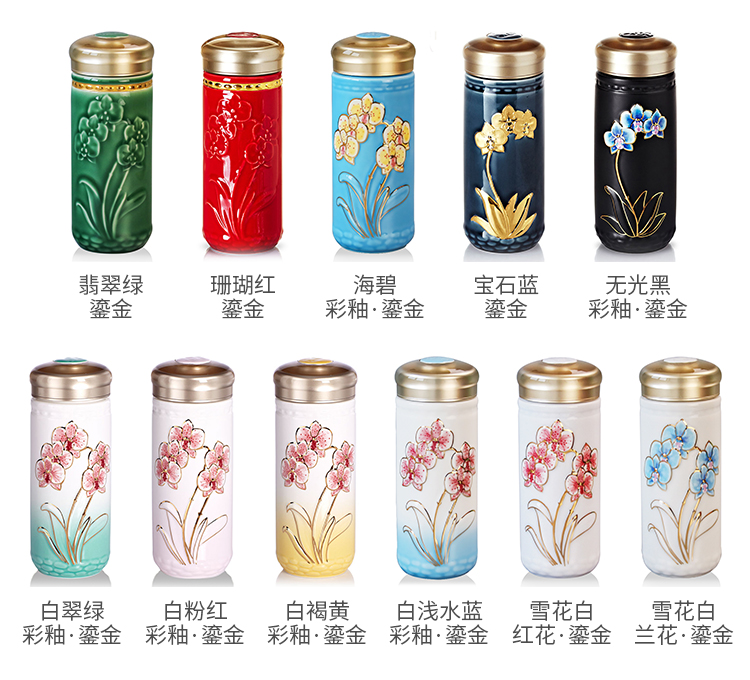 Do Tang Xuan porcelain cup gold butterfly orchid cup with double glass ceramic cup family gift cups of female